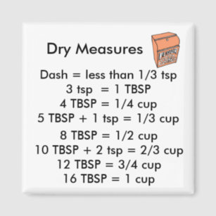 Measuring Cup (Dry) Conversion Chart Magnet – Glowforge Shop