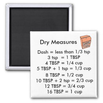 Dry Measurements Square Magnet by malibuitalian at Zazzle