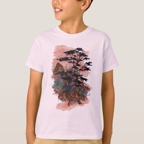 Dry Nature Watercolor Kids T_Shirt