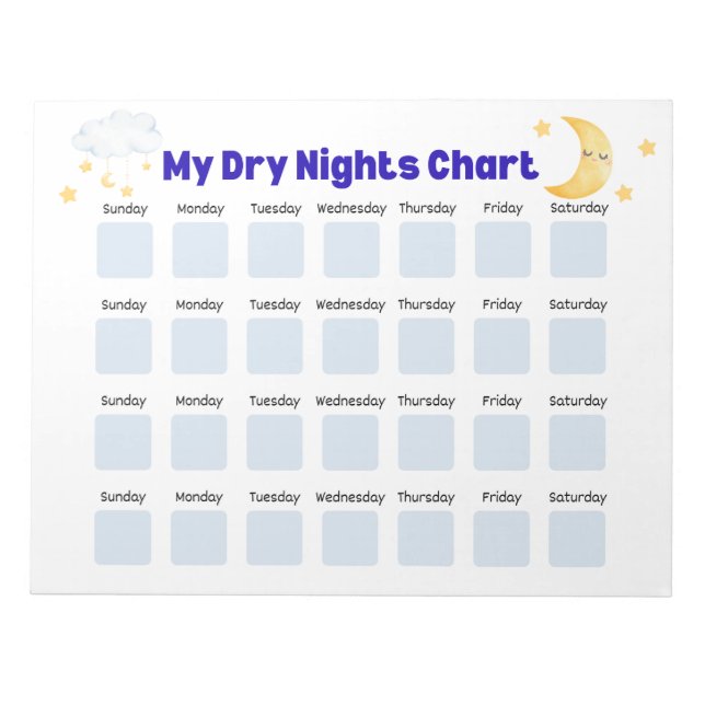 Dry Nights Sticker Chart: Bedwetting Tracker, Pott Notepad (Front)