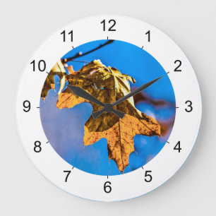 Dry oak leaf - Spring is nor far off Large Clock