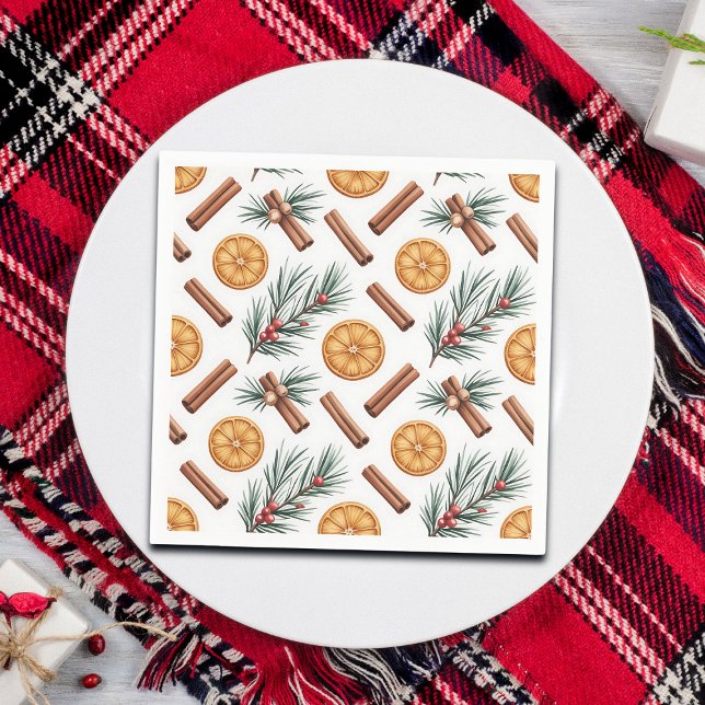 Dry Oranges Cinnamon Sticks Fir Branches Napkins (Creator Uploaded)