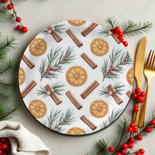 Dry Oranges Cinnamon Sticks Fir Branches Napkins Paper Plates