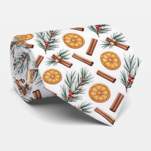Dry Oranges Cinnamon Sticks Fir Branches Neck Tie