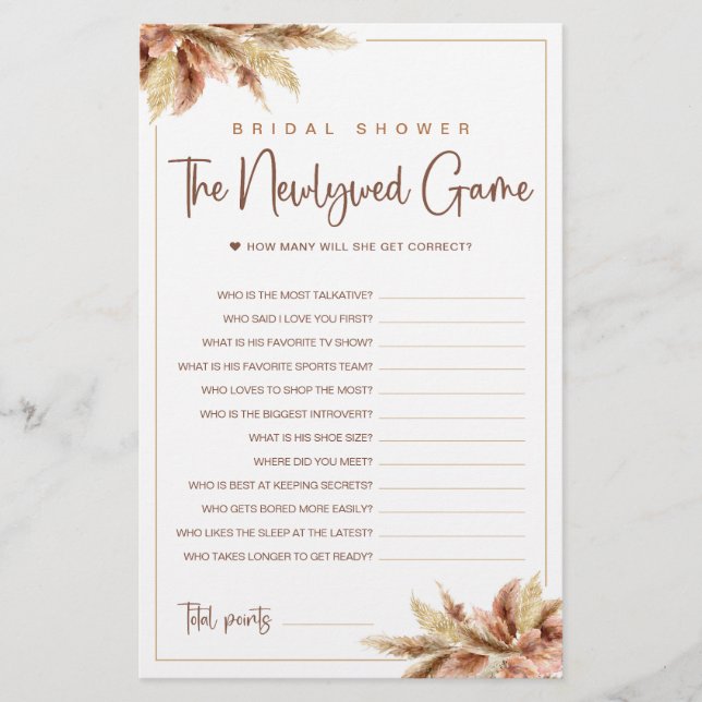 Dry Pampas Grass | The Newlywed Game Card (Front)