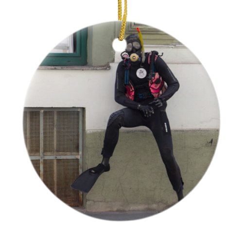 Dry Scuba Diver Ceramic Ornament