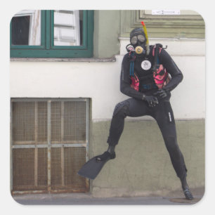 Dry Scuba Diver Square Sticker