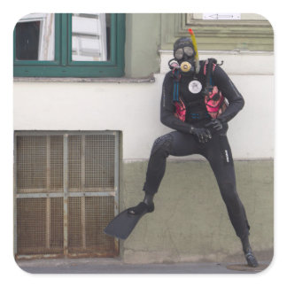 Dry Scuba Diver Square Sticker