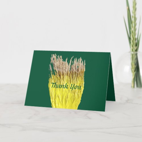 Dry Seed Heads Emerge From Yellow  Thank You Card