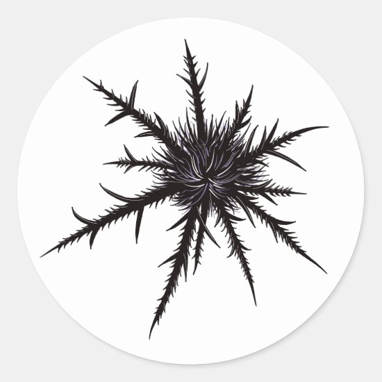 Dry Thistle Sharp Thorns Gothic Botanical Art Classic Round Sticker
