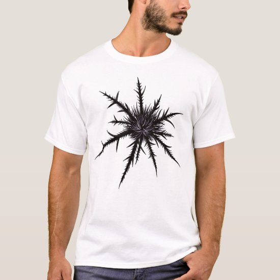 Dry Thistle Sharp Thorns Gothic Botanical Art T-Shirt