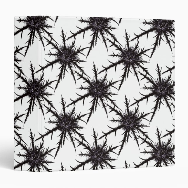 Dry Thistle Sharp Thorns Gothic Botanical Pattern 3 Ring Binder (Front/Spine)