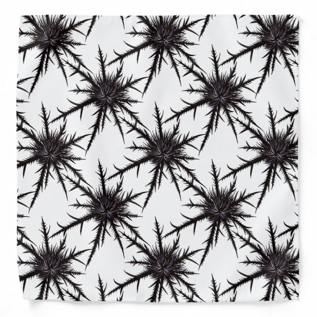 Dry Thistle Sharp Thorns Gothic Botanical Pattern Bandana (Front)