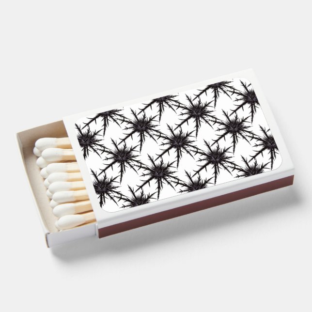 Dry Thistle Sharp Thorns Gothic Botanical Pattern Matchboxes (Front Open)