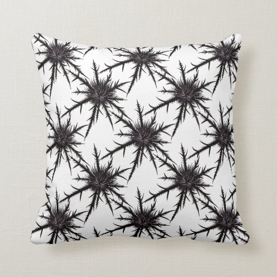 Dry Thistle Sharp Thorns Gothic Botanical Pattern Throw Pillow