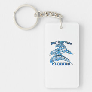 Dry Tortugas Florida Keys Vacation Tribal Dolphins Keychain