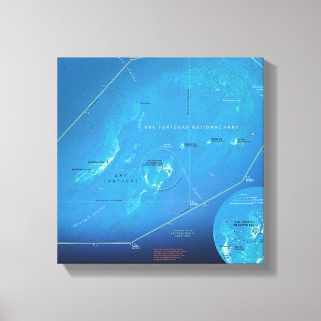 Dry Tortugas map canvas print (Front)