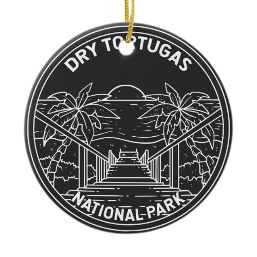 Dry Tortugas National Park Florida Monoline  Ceramic Ornament