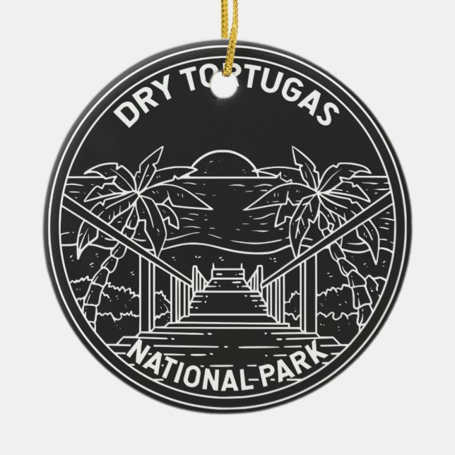 Dry Tortugas National Park Florida Monoline  Ceramic Ornament (Front)