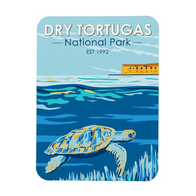 Dry Tortugas National Park Turtle Vintage Magnet (Vertical)