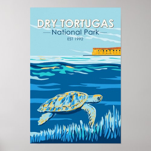Dry Tortugas National Park Turtle Vintage Poster