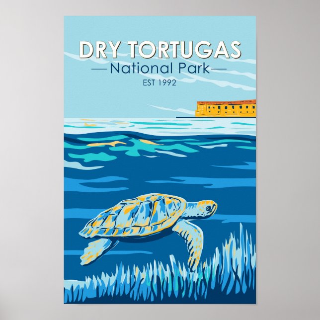 Dry Tortugas National Park Turtle Vintage Poster (Front)