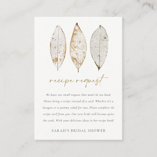 Dry Vein Gold Rust Leaves Recipe for Bridal Shower Enclosure Card