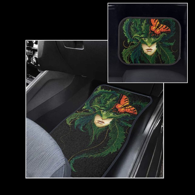 Dryad Green Leaves Butterfly Car Mat (Creator Uploaded)