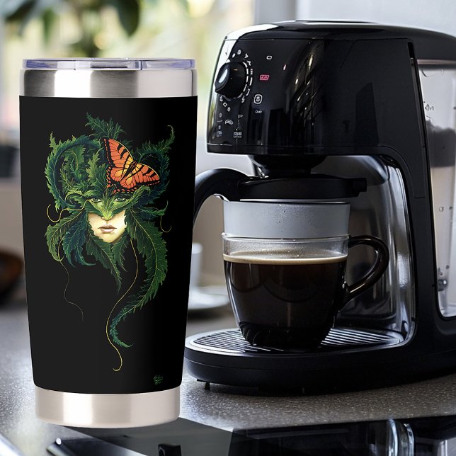 Dryad Green Leaves Butterfly Insulated Tumbler (Creator Uploaded)