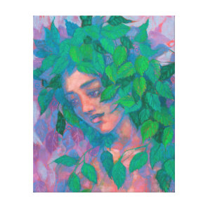 Dryad Tree Spirit Green Leaves Surreal Fantasy Art Canvas Print