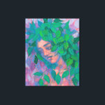Dryad Tree Spirit Green Leaves Surreal Fantasy Art Canvas Print<br><div class="desc">Canvas print, colourful fantasy painting, Forest tree spirit - dryad. Beautiful woman with green and violet birch leaves as her hair. Fantasy / surreal art, imaginary portrait. Pastel painting, soft pastels on paper, 43 x 49 cm, 2020 © Clipso-Callipso / Julia Khoroshikh www.clipsocallipso.art #clipsocallipso #fantasyart #imaginaryportrait #surreal #dryad #spiritofnature #woodnymph...</div>