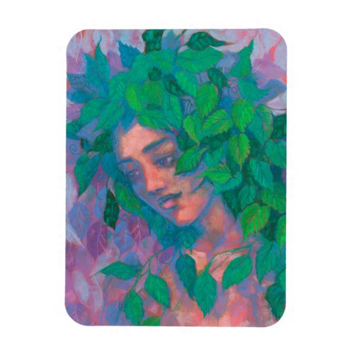 Dryad Tree Spirit Green Leaves Surreal Fantasy Art Magnet