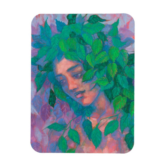 Dryad Tree Spirit Green Leaves Surreal Fantasy Art Magnet (Vertical)