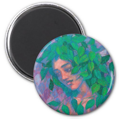 Dryad Tree Spirit Green Leaves Surreal Fantasy Art Magnet