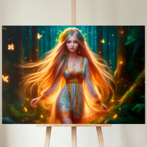 Dryad woman colorful nymph forest butterflies canvas print