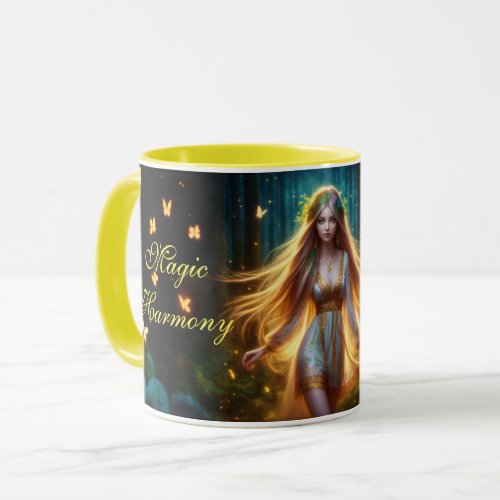 Dryad woman colorful nymph forest butterflies   mug