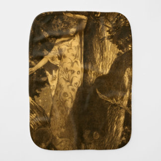 Dryad Woman So haunted Owl & Bat Night Moonlight Baby Burp Cloth