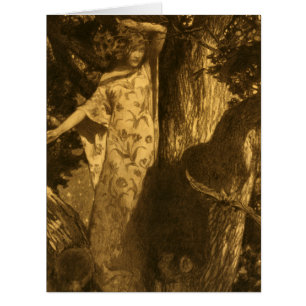 Dryad Woman So haunted Owl & Bat Night Moonlight Cards