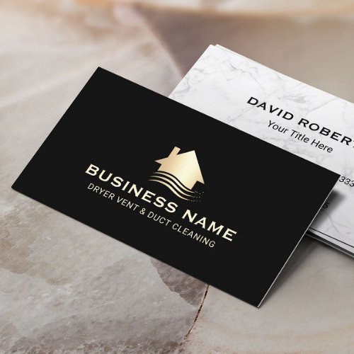 Dryer Vent  Duct Cleaning Modern Black  Gold Business Card