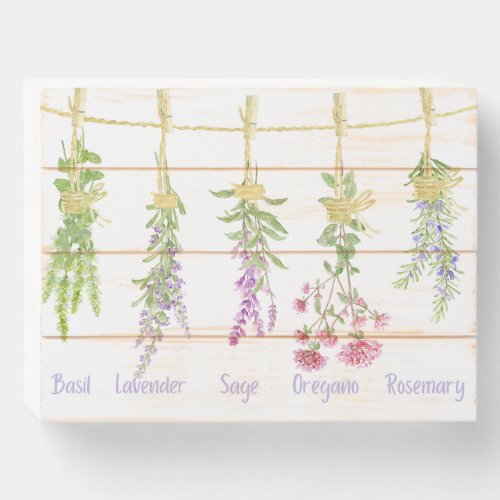 Drying Herbs Watercolor Illustrated Wood Sign