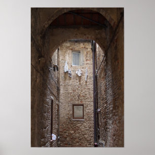 Drying laundry in Tuscany poster