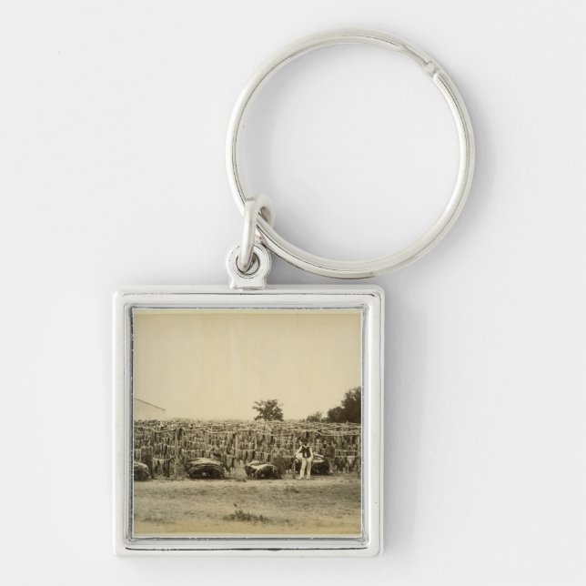 Drying leather, Argentina (albumen print on card) Keychain (Front)