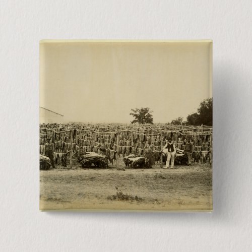 Drying leather Argentina albumen print on card Pinback Button