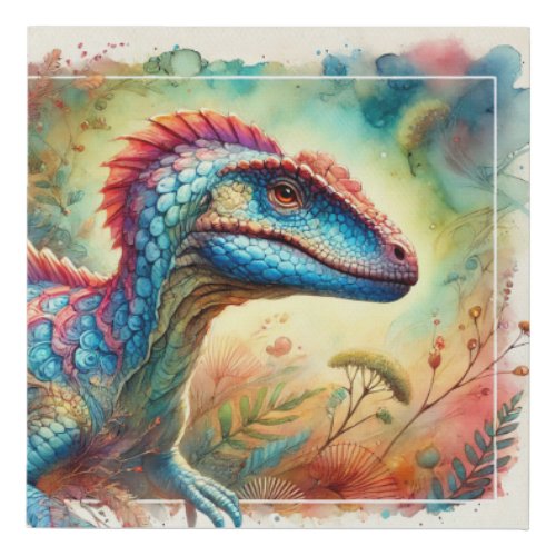 Dryptosaurus in Watercolor 040724AREF108 _ Waterco Faux Canvas Print
