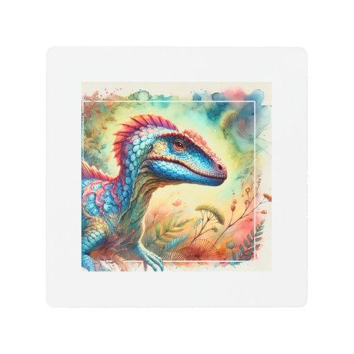 Dryptosaurus in Watercolor 040724AREF108 _ Waterco Metal Print