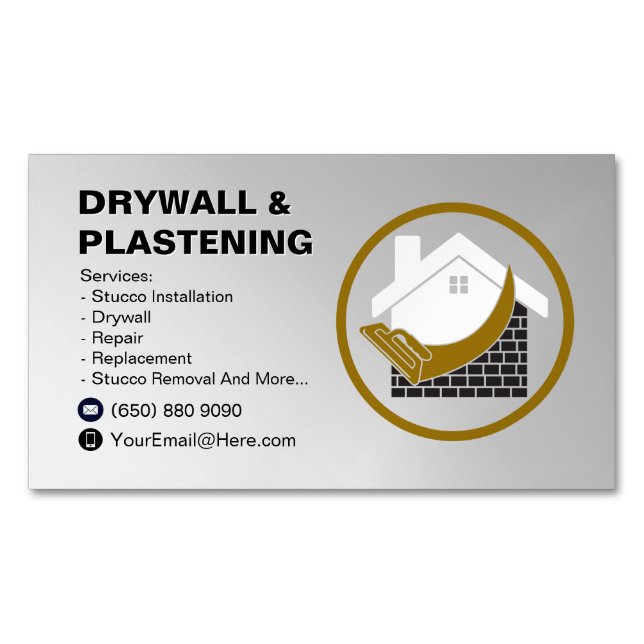 Drywall Business Card Magnet Plaster (Front)