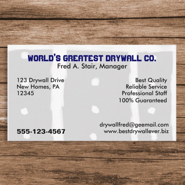 Drywall Contractor | Drywall Installer Specialist Business Card