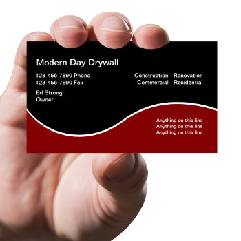 Drywall Contractor Modern Business Cards by Luckyturtle at Zazzle