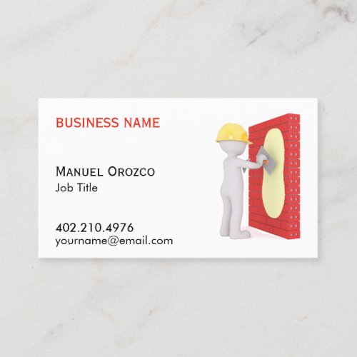 Drywall Installer Cartoon Construction Business Card