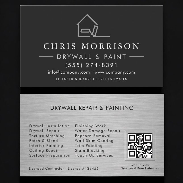Drywall & Paint Painting QR Code Professional Business Card (Creator Uploaded)